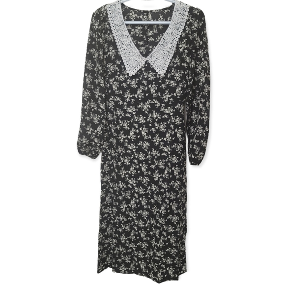 Floral Print White Collar Dress Inspired by Netflix Wednesday - Picture 8 of 8